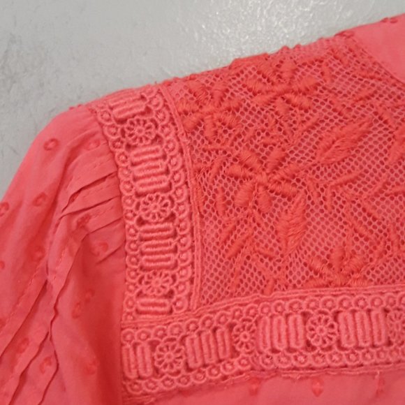 Anthropologie Leifnotes Pink Lace peasant Top - Picture 13 of 13